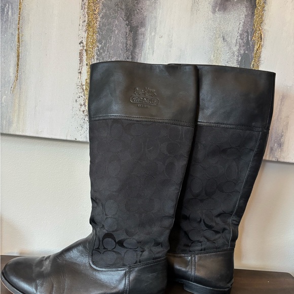 COACH Black Leather and Fabric Boots - Picture 15 of 16